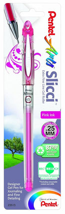 Bolígrafo de gel Pentel Arts Slicci de 0,25 mm de punta extrafina, tinta rosa, 1 unidad (BG202BPP1) de Pentel
