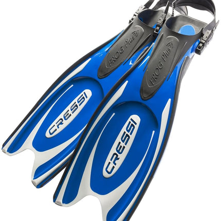 Cressi Men's Cressi Frog Plus Open Heel, Blue/Silver, L XL UK 10 11 -EU 44 47