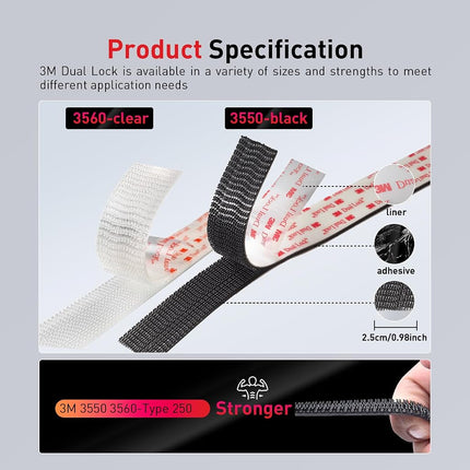 Dual Lock SJ3550 Made of 3M Heavy Duty Reclosable Fastener 2" x 4Ft Industrial Strength Mounting Strips Self Mating Interlocking Hook with Strong Adhesive for Indoor Outdoor Home Office Deco