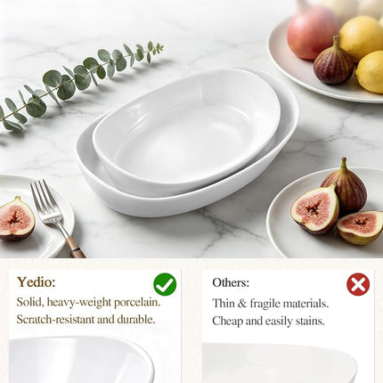 Yedio 2 Tier Ceramic Fruit Bowl for Kitchen Counter with Gold Metal Stand