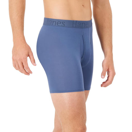 Hanes Originals Supersoft Boxer Briefs, Viscose from Bamboo Men's Underwear, Solids & Prints, 3-Pack, Grey/Green/Navy, XL