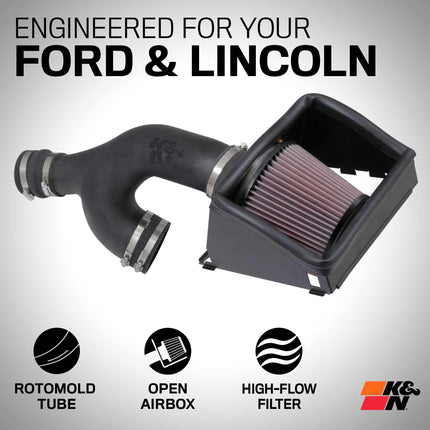 K&N Aircharger Kit Compatible with Ford F150 (Raptor)/Expedition/Navigator 3.5L 2017-2021 (63-2599)