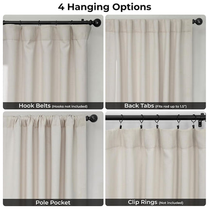 HPD Half Price Drapes BOCH-LN-DW-P Extra Wide Linen Room Darkening Curtain (1 Panel) 100 x 84 cm, BOCH-LN1856-84-DW, Birch
