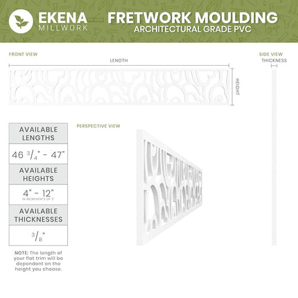 Ekena Millwork MLDPB06X46MNCUN Manchester Fretwork Pierced Moulding, 6"H, PVC