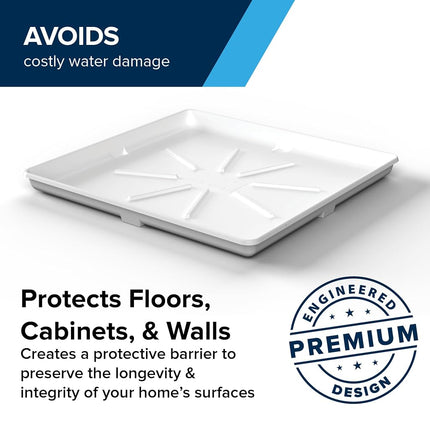 Camco Stackable Washing Machine Drain Pan | Great for Apartment-Sized Washers or Stackable Units | Protects Floors from Leaks & Measures 28-Inches x 30-Inches | Crafted of Heavy-Duty Plastic (21006)