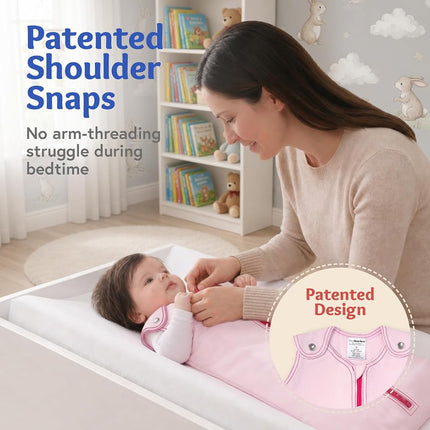 baby deedee Cotton Sleep Nest Basic Sleeping Sack, Baby Sleeping Bag Wearable Blanket, Infants and Toddlers, Marshmallow Pink, Large (18-36 Months)