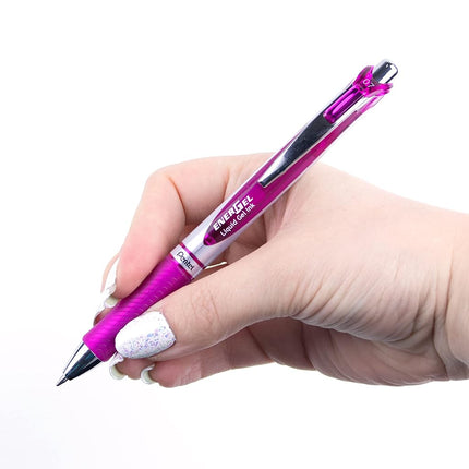 Pentel BL77-V4X EnerGel Retractable Gel Rollerball Pen with Retractable Mechanism, 0.7 mm Ball Diameter = 0.35 mm Line Width, Refillable, Pack of 12, Magenta