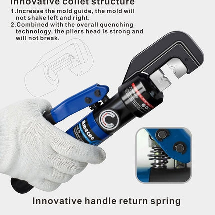 AMZCNC Hand Operated Hydraulic Crimping Hydraulic Cable Lug Crimper 8 US TON 12 AWG to 00 (2/0) Electrical Terminal Cable Wire Tool Kit with 9 Die