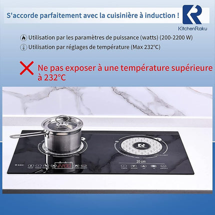 KitchenRaku 2 Pcs Induction Cooktop Mat, (magnetic) Induction Cooktop Protector For Induction Stove, Round Stove Top Cover Induction Silicone Mat, Usable as Microwave Mats (9.4", White)
