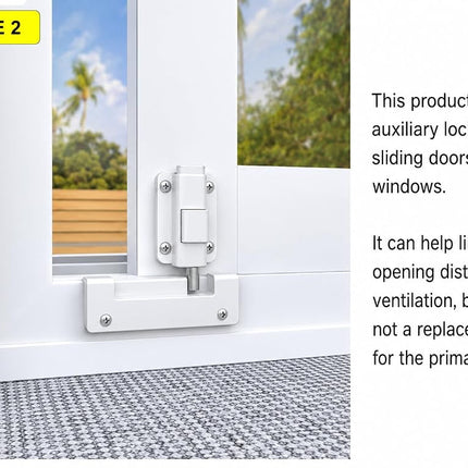 House Guard Sliding Glass Door Locks Upgraded Version Complete Footlock Kit Suitable for Sliding Doors and Windows 100,000 Times of Lock Body Opening and Closing Detection(White)