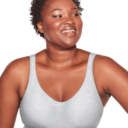 Bali Women's Comfort Revolution Non-Wired Bra with Intelligent Sizes, Crystal Gray Aztec, XL