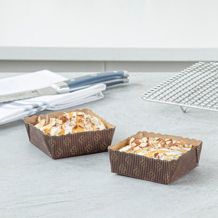 Restaurantware-Panificio Premium 4 Ounce Kraft Square Baking Cups, 100 Paper Baking Cups Perfect for Muffins, Cupcakes or Mini Snacks - Greaseproof, Rippled - Disposable and Sustainable