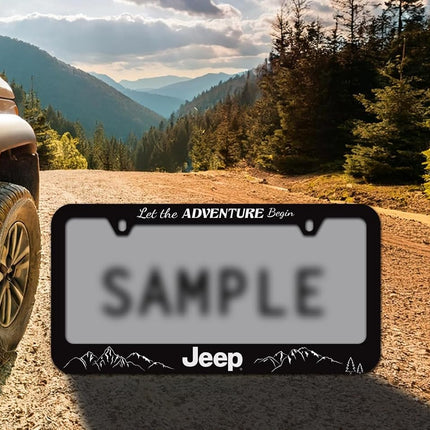 Jeep UV Printed Black Plastic License Plate Frame Holder 2 Hole