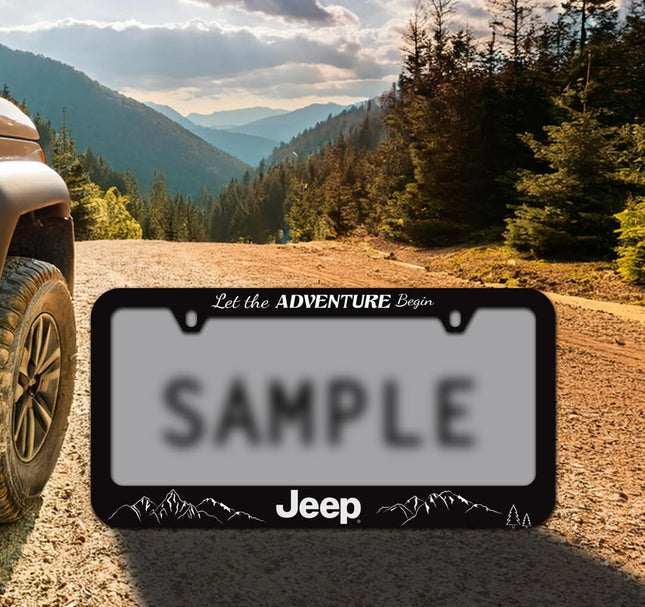 Jeep UV Printed Black Plastic License Plate Frame Holder 2 Hole