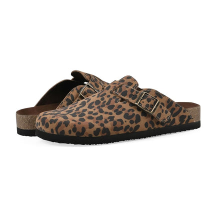 White Mountain Women's Bari Clog, Brown Leopard Suede, 9