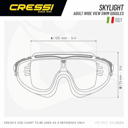 Cressi Skylight Swimming Goggles - Silicone Seal for Adult Swim Goggles - UV Anti-Fog Swimming Mask - Clear/Frame Black Grey Mirrored Lens