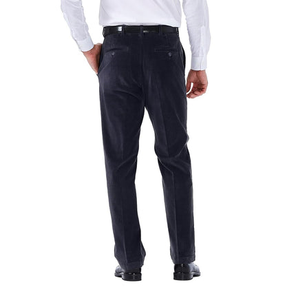 Haggar mensHC00229Stretch Corduroy Expandable Waist Classic Fit Plain Front Casual Pants - Blue - 38W x 32L