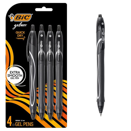 BIC Gel-ocity Quick Dry Retractable Gel Pen, Medium Point (0.7mm), Black, 12-Count