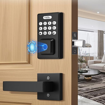 Tinewa Dummy Door Handle for Left Hand and Right Hand, Square Black Door Konb for Closet, Non-Turning Single Side Pull, 1 Pack