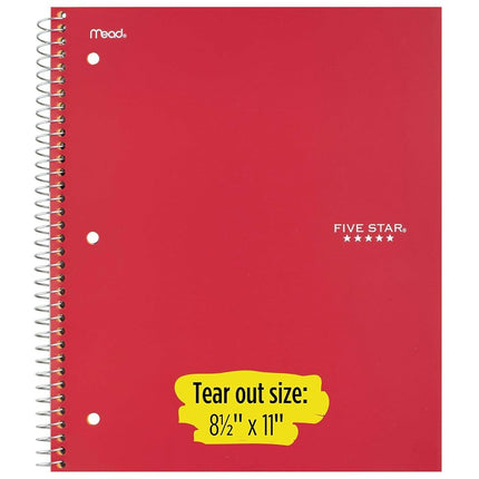 Five Star Spiral Notebooks, 5 Subject, College Ruled Paper, 200 Sheets, 11" x 8-1/2", Teal, Pink, 2 Pack (73509)