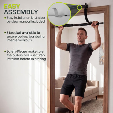 ProsourceFit Multi-Grip Lite Pull Up/Chin Up Bar, Heavy Duty Doorway Upper Body Workout Bar for Home Gyms 24”-32”
