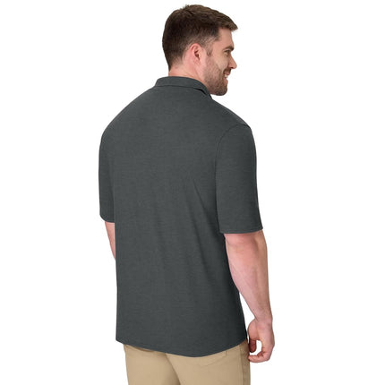 Hanes Men's Pique Short Sleeve Shirt, Three-Button Midweight Polo, Charcoal Heather, 3XL