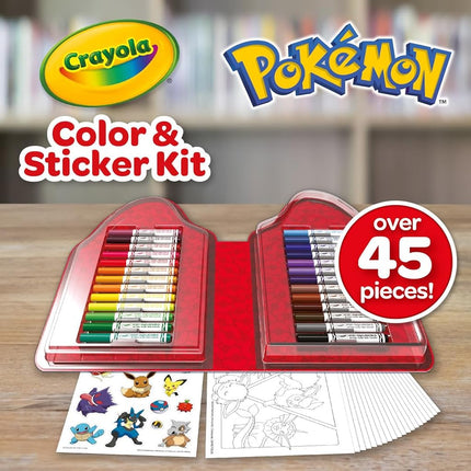 Crayola Pokemon Art Kit for Kids (45pcs), Pokemon Coloring Book Pages & Stickers, Christmas Gifts for Grandkids, DIY Craft Kit for Girls & Boys, Ages 4+