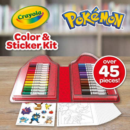 Crayola Pokemon Art Kit for Kids (45pcs), Pokemon Coloring Book Pages & Stickers, Christmas Gifts for Grandkids, DIY Craft Kit for Girls & Boys, Ages 4+