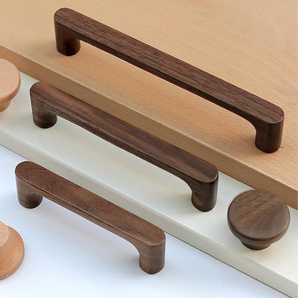 KOVNISE 6 Cabinet Pulls 160MM Cupboard Handles Dark Walnut Wood Color