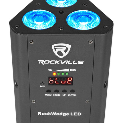 Luz Par DMX inalámbrica Rockville 54w RGBWA+UV con batería recargable (RockWedge LED)