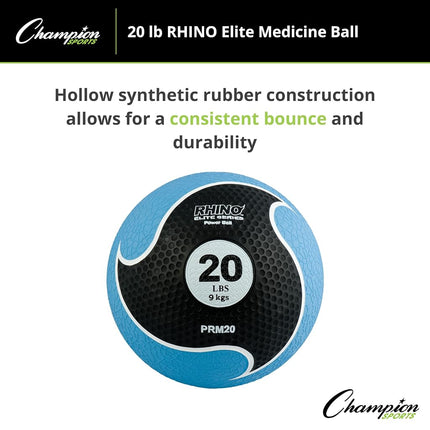 CHAMPION Sports Rhino Elite Medicine Ball (20 pounds), Blue
