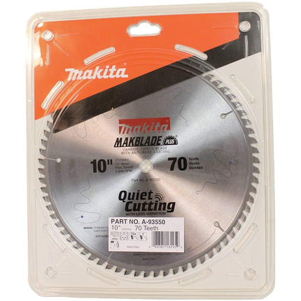 Lame de scie à découper Makita A-93550 MakBlade de 10 po à 70 dents ATB silencieuse, avec arbre de 5/8 po