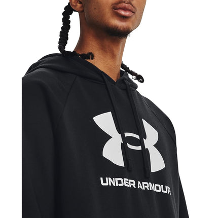 Sudadera con Capucha con Logo de Forro Polar Rival para Hombre de Under Armour, (001) Negro / / Blanco, 4XG Grande