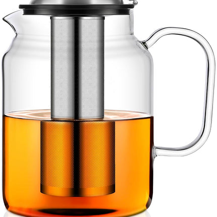 Aquach 85oz Glass Teapot with Infuser, Stovetop Sa