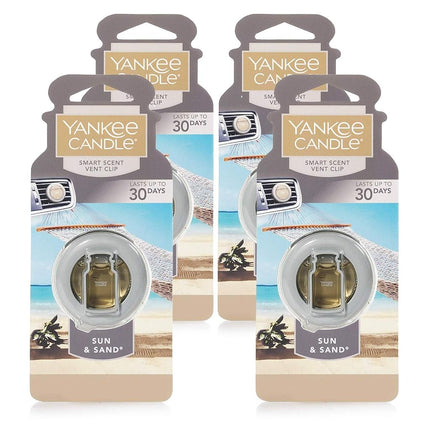 Yankee Candle Smart Scent Vent Clip Odor Neutralizing Car Air Freshener, Clean Cotton (Pack of 4)