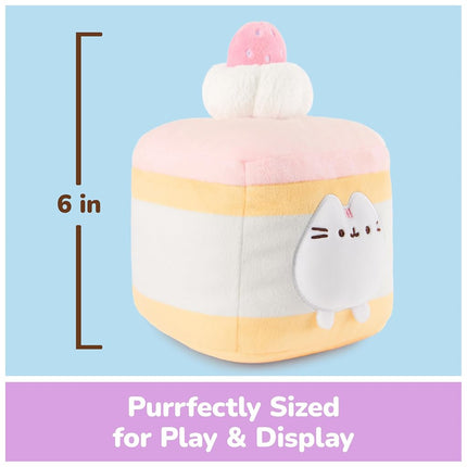 GUND Pusheen Strawberry Sponge Cake Plush, Squishy Toy, Collectible Plush Toy, Dessert Plush, Cat Stuffed Animal for Ages 8 and Up, Pink, 6”