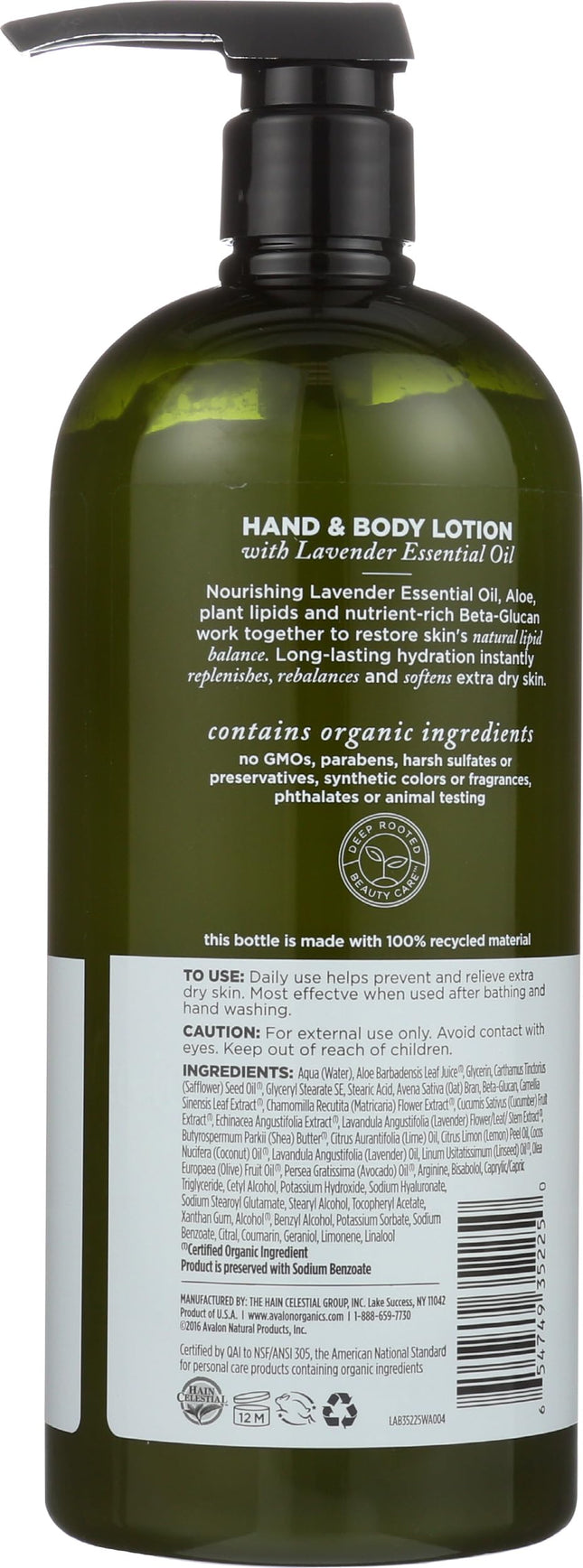 Avalon Organics Hand & Body Lotion, Nourishing Lavender, 32 Ounce