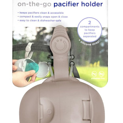 Ubbi On-The-Go Dual Pacifier Holder, Keep's Baby's Binkies Clean and Accessible, Portable for Travel, Diaper Bag Accessory Must Have for Newborns, Taupe