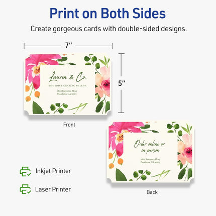 Avery Printable Rectangle Cards with Scalloped Edges, 5" x 7", Matte Ivory Cardstock, Laser & Inkjet Printable, 100 Total, Great for Invitations, Thank You Messages, and More