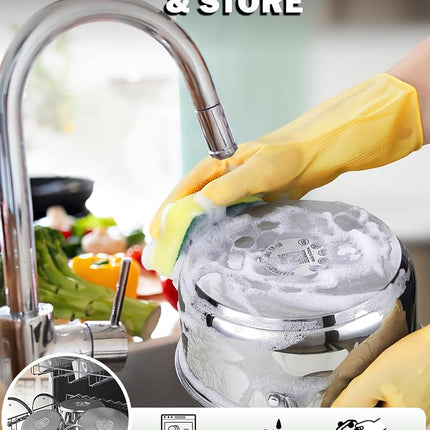 Cook N Home Cookware Basic Pots and Pans, 12 Piece Set, Stainless Steel Grey Silicone Handle