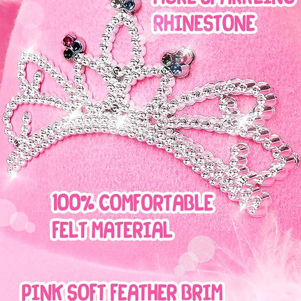 Cowgirl Hat Pink With Sequins & Tiara Crown for Women Rodeo Party Hats With Heart Glasses