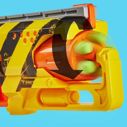 NERF Zombie Strike Hammershot Blaster, Pull-Back Hammer-Blasting Action, 5 Official Zombie Strike Darts, Stripes Color Scheme