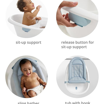 Baignoire pour bébé 4 en 1 Skip Hop avec sangle de maintien et support abdominal, dès la naissance