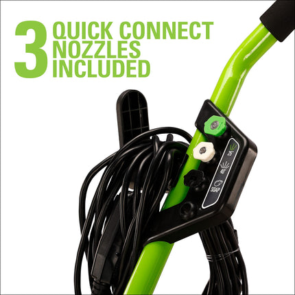 Greenworks Lavadora a presión eléctrica de 2000 PSI (13 amperios) (ruedas para transporte / manguera de 20 pies / cable de alimentación de 35 pies) Ideal para automóviles, cercas, patios, entradas de vehículos
