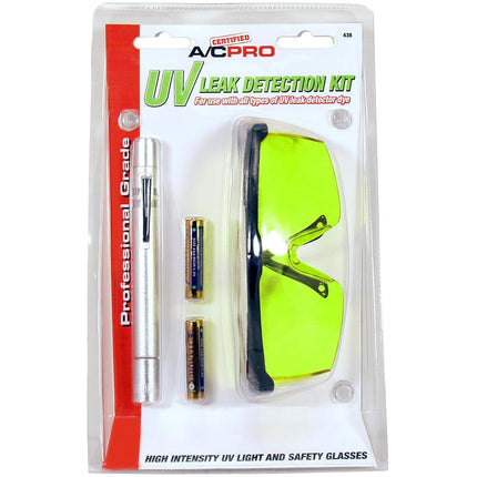 InterDynamics Certified A/C Pro Car Air Conditioner Stop Leak Detector Kit, Leak Detection Kit Detects O Ring and Hose Leaks, Includes Protective Glasses and Pen Light, InterDynamics