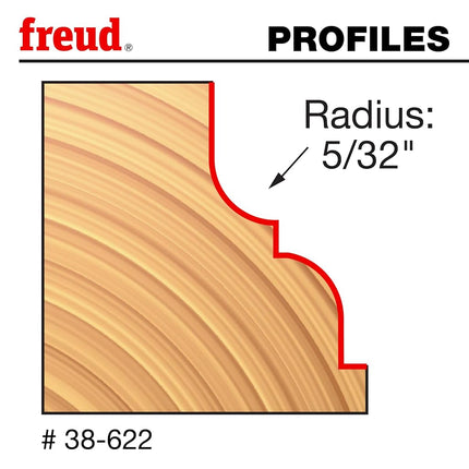 Freud 38-622: 1-1/8" (Dia.) Classical Cove & Round Bit with 1/4" Shank