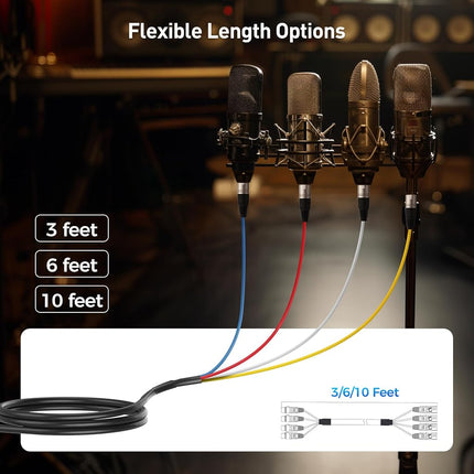 Cable Matters 4-Channel XLR Male to Female Snake Cable/XLR Snake Cable - 6ft, Professional Audio Connectivity with Shielding and Color-Coded Channels