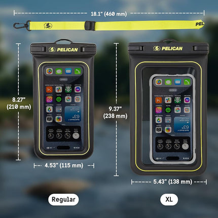 CASE-MATE 2 Pack - Marine Series Waterproof Floating Phone Pouch (Regular Size) - Smartphone Compatible - Black/Hi-Vis Yellow