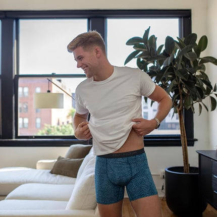 Fruit of the Loom Men's Standard 4-Way Stretch Boxer Briefs | Lightweight & Moisture Wicking Underwear, Regular Trunk, Long Leg-6 Pack-Assorted Colors