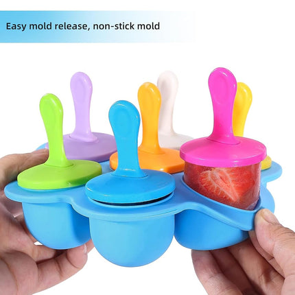 Silicone Popsicle Mold, Ice Pop Molds Maker, Storage Container for Homemade Baby Food, Ice Cream DIY Pop Molds - BPA Free & FDA Approved (Blue)
